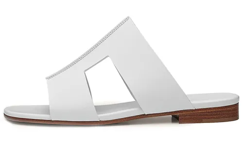 HERMES Devise Slide Slippers Women's White