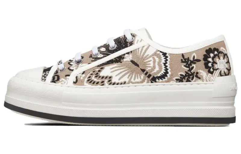 DIOR Walk'n'Dior Canvas Low top Skateboard Shoes Women's Beige
