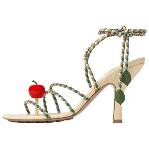 Bottega Veneta Adam Leather One Strap Sandals 9cm Women's Beige
