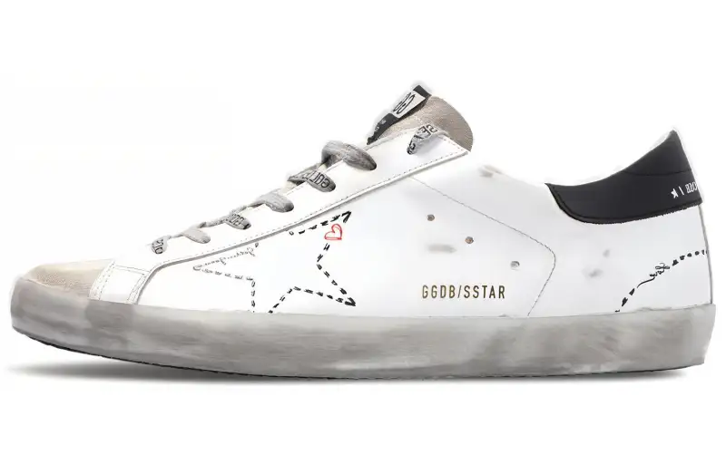 Golden Goose Super Star Low top Stylish Skateboarding Shoes Men's Black White