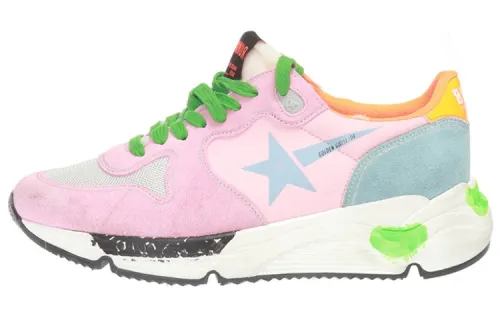 Golden Goose Running Sole Mesh, Leather Low top Casual Shoes Women's Pink Blue Distressed