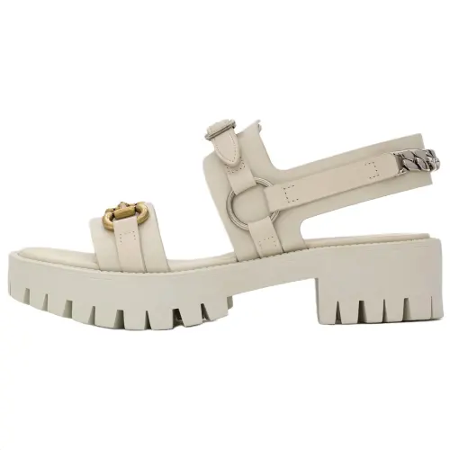 GUCCI Horsebit Beach Sandals Women's White