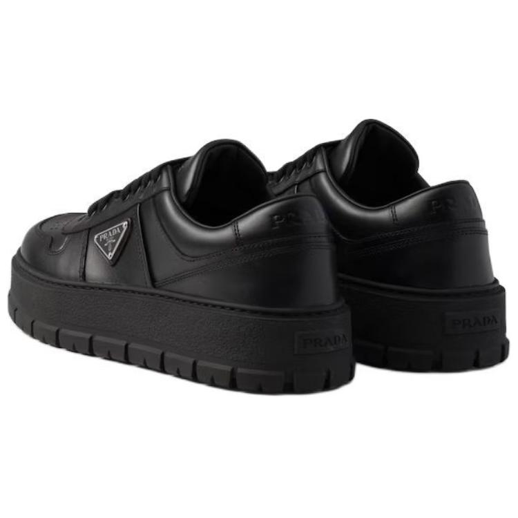 PRADA Leather Low top Skateboard Shoes Men's Black