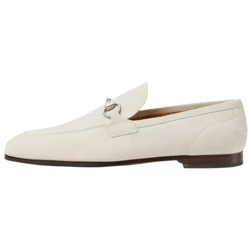 GUCCI Jordaan Suede Loafers Men's Light Gray