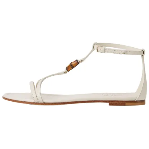 GUCCI Leather One Strap Sandals Women's White