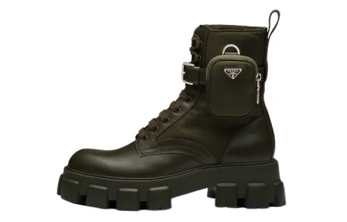 PRADA Monolith Ankle Boots Men's Army Green