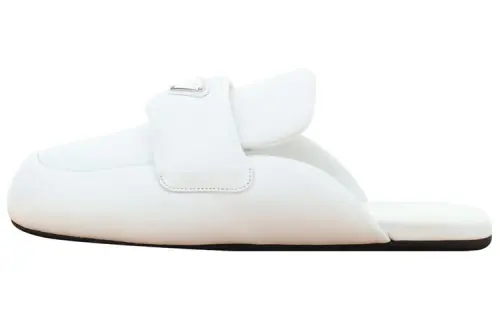 PRADA Flat Closed Toe Slippers Women's White
