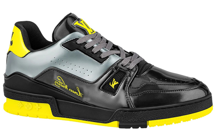 Мужские кеды Louis Vuitton Trainer (черно-желтые) — фото 2