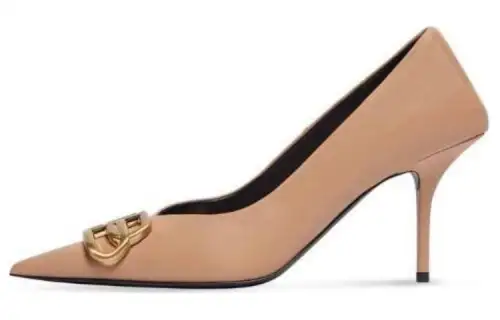 Balenciaga Knife Leather Slim Heel High Heels 8cm Women's Beige