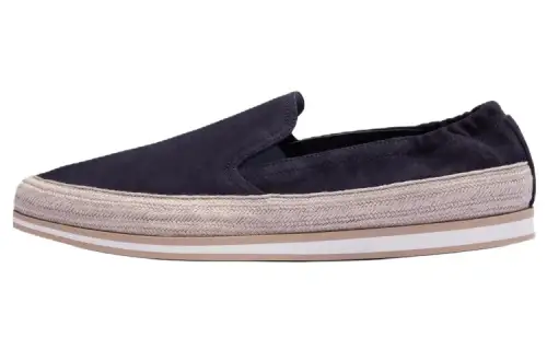 PRADA Raffia-embellished Suede Loafers