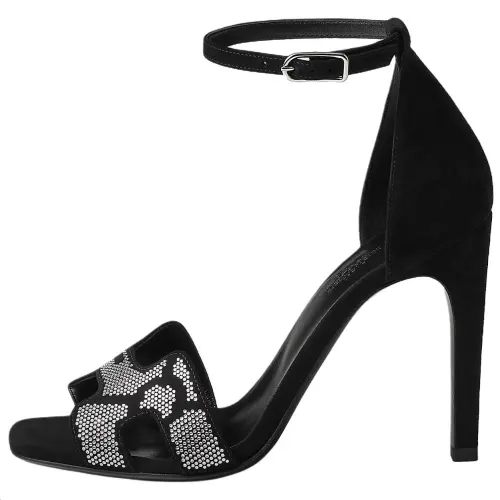 HERMES Joy One Strap Sandals 10.5cm Women's Black
