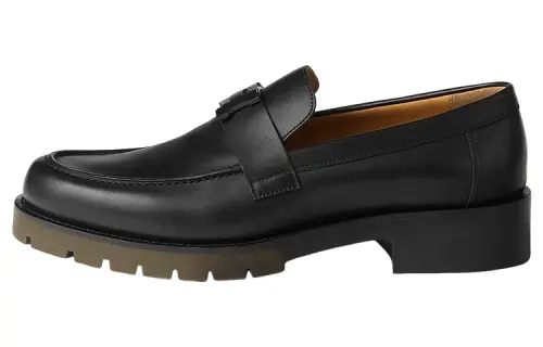 HERMES Gregoire Leather Men's Casual Shoes Men's Black