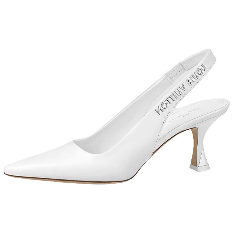 LOUIS VUITTON Sparkle Cow Leather Slim Heel High Heels Women's White