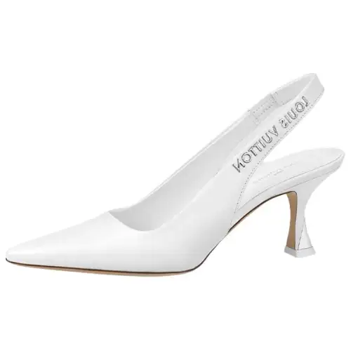 LOUIS VUITTON Sparkle Cow Leather Slim Heel High Heels Women's White