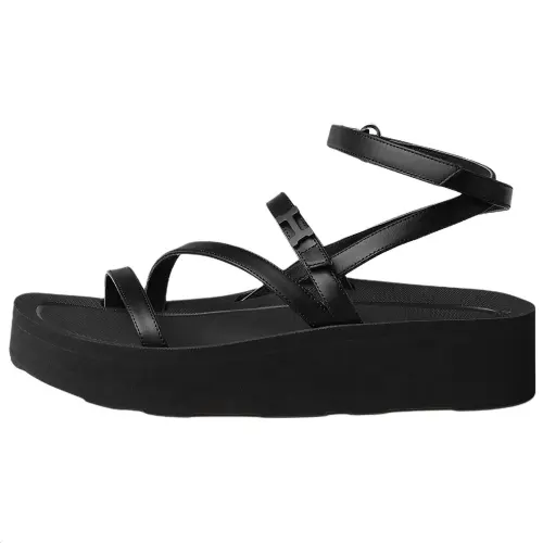 HERMES Liberte Paris One Strap Sandals Women's Black