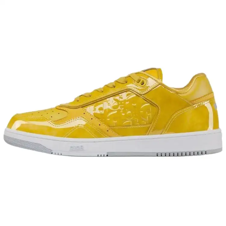 DIOR B27 Low top Skateboard Shoes Men's Yellow White
