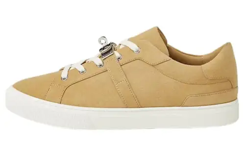 HERMES Day Suede Abrasion Resistant Low top Skateboard Shoes Men's Dark Yellow