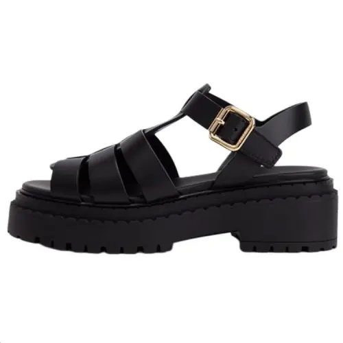 PRADA Cow Leather Roman Sandals 5.5cm Women's Black