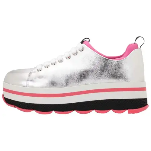 PRADA Silver Begonia Leather Low top Casual Shoes Women's Silver