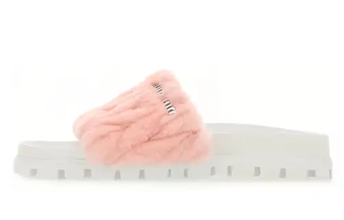MIU MIU Matelassé Slide Slippers Women's Light Pink