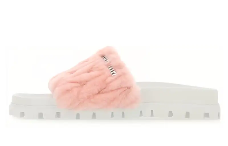 MIU MIU Matelassé Slide Slippers Women's Light Pink
