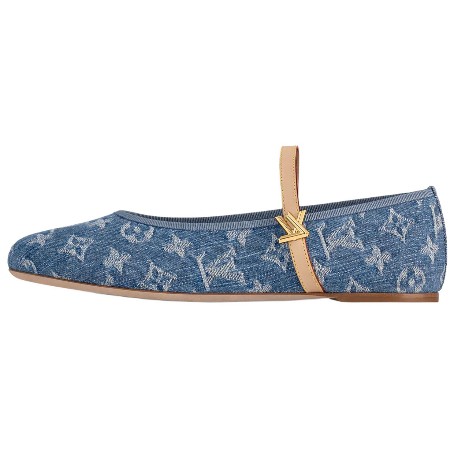 LOUIS VUITTON Romy Denim Flat Mary Jane Shoes Women's Blue