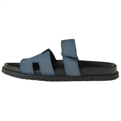 HERMES Chypre Slide Slippers Men's Sky Blue