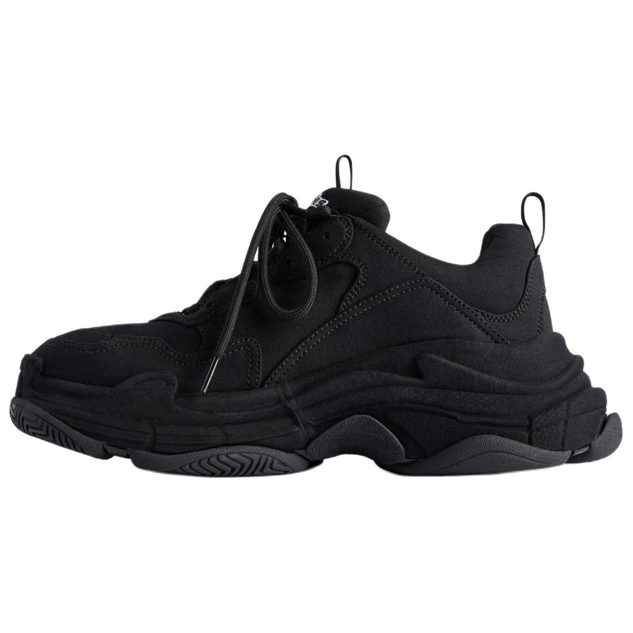Balenciaga Balenciaga Triple S GINZA fabric round toe lace-up low-top dad shoes men's black