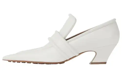 Bottega Veneta Spada Leather Chunky Heel High Heels 4.5cm Women's White