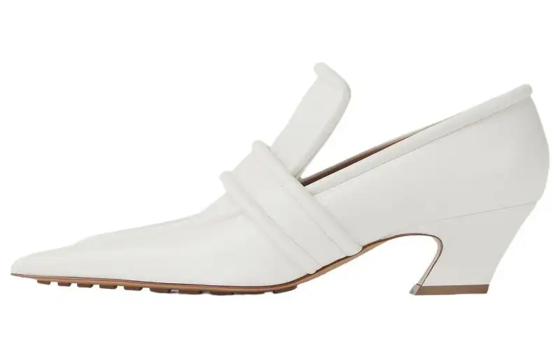Bottega Veneta Spada Leather Chunky Heel High Heels 4.5cm Women's White