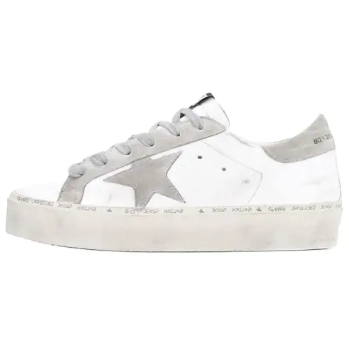 Golden Goose Hi Star Stylish Skateboarding Shoes Women's White Silver Distressed