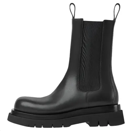 Bottega Veneta Lug Chelsea Calfskin Short Chelsea Boots Women's Black