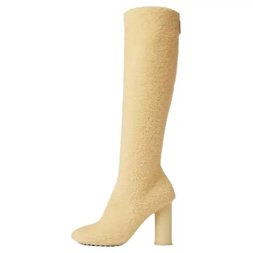 Bottega Veneta Atomic Suede Knee high Boots Women's Beige Yellow