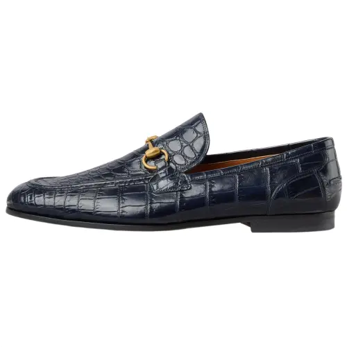 GUCCI Jordaan Crocodile Leather Casual Shoes 1cm Men's Blue
