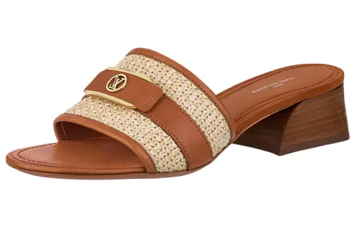 LOUIS VUITTON Lock It Slide Slippers Women's Brown
