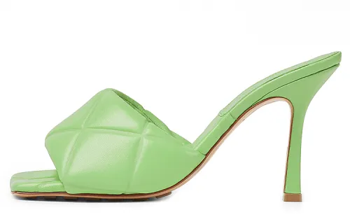 Bottega Veneta Lido Leather Slim Heel High Heels 9cm Women's Light Green