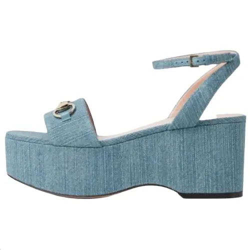 GUCCI Horsebit One Strap Sandals 7.3cm Women's Blue