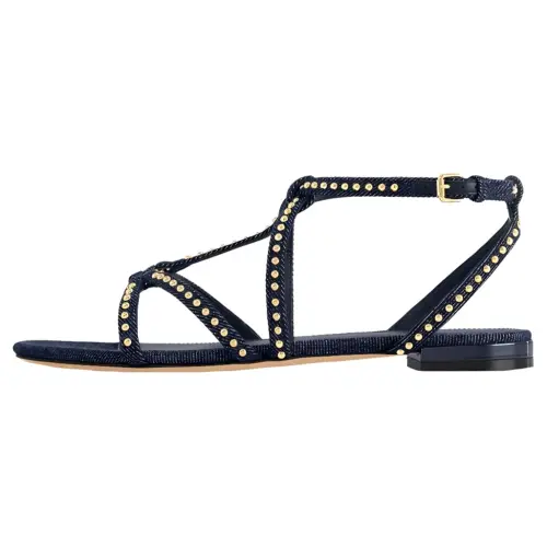 LOUIS VUITTON Stellar Denim Comfortable And Trendy One Strap Sandals Women's Dark Blue