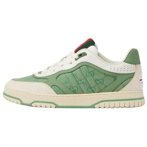 GUCCI Re Web Leather Low top Skateboard Shoes Men's Green