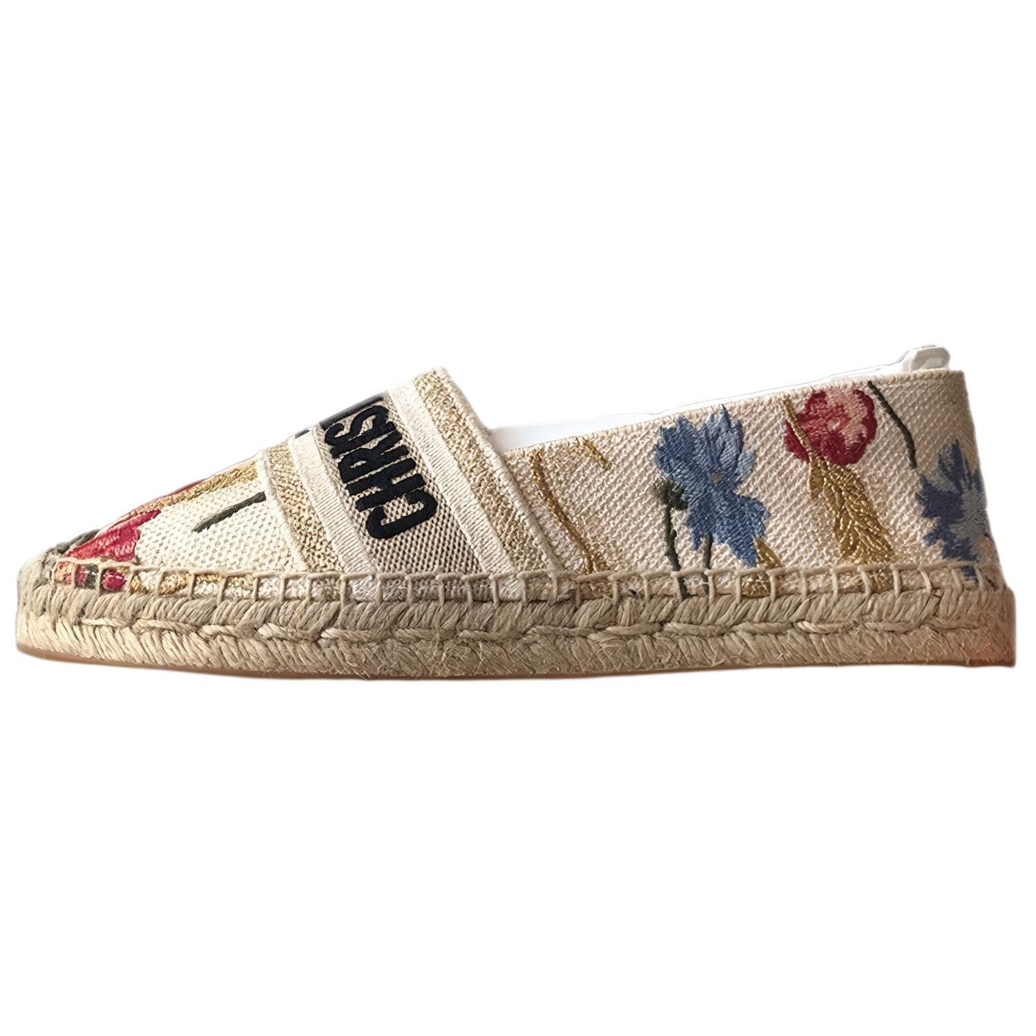 DIOR Granville Fabric Flat Shoes Women's Ecru