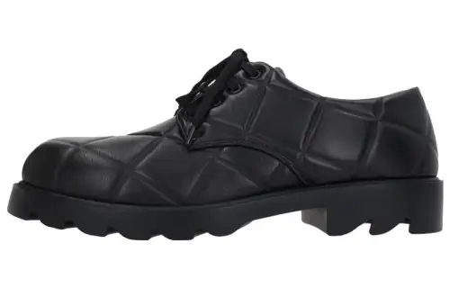 Bottega Veneta Cow Leather Derby Shoes Casual Shoes Men's Black