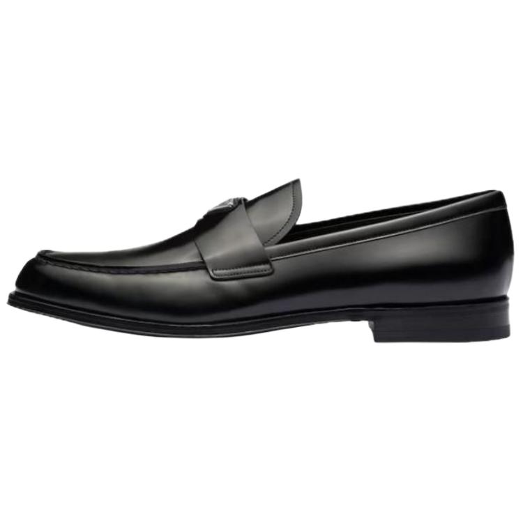 PRADA Triangle-logo Leather Loafers