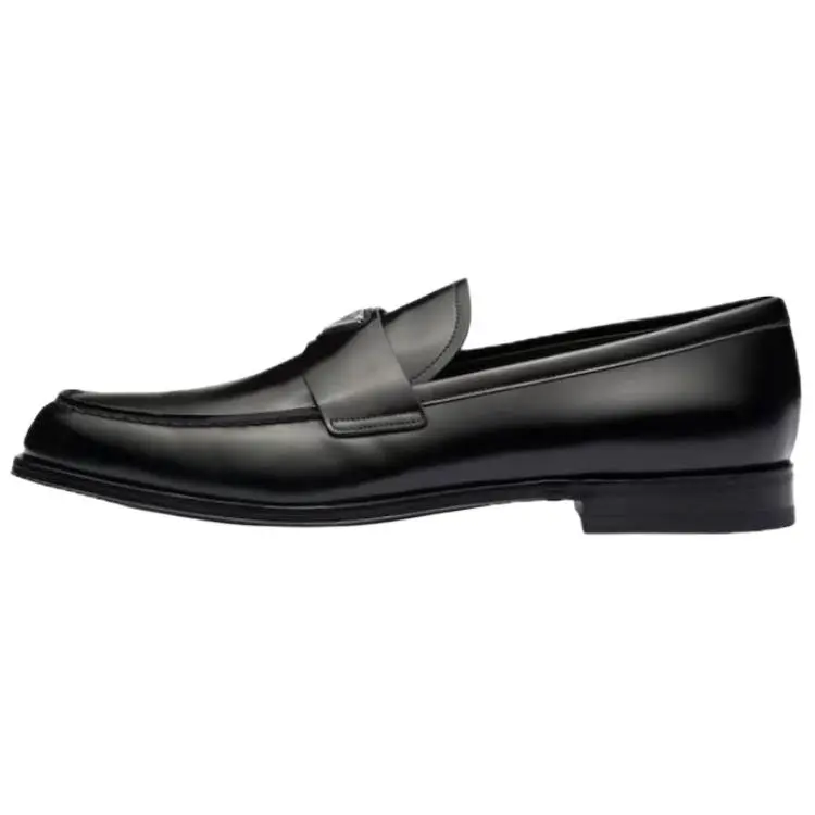 PRADA Triangle-logo Leather Loafers