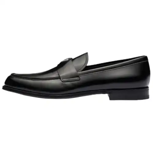 PRADA Triangle-logo Leather Loafers