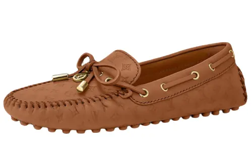LOUIS VUITTON Gloria Top Grain Cow Leather Casual Shoes Women's Brown