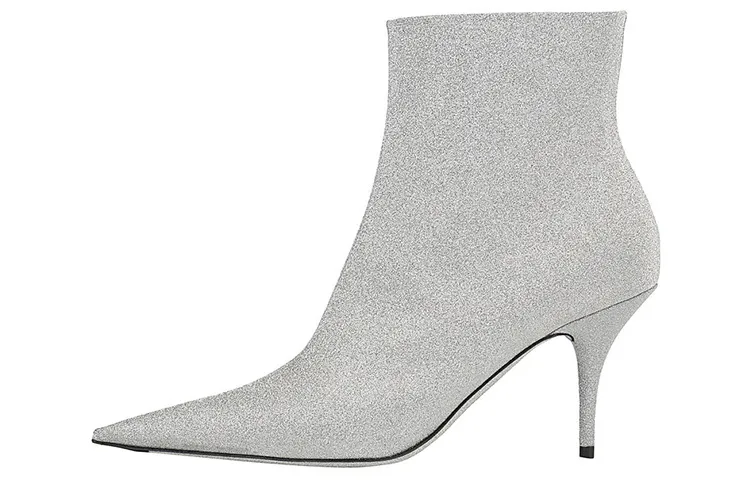 Balenciaga 85mm Knife Glitter Boots 'Silver' Women's
