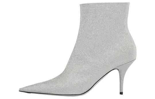 Balenciaga 85mm Knife Glitter Boots 'Silver' Women's