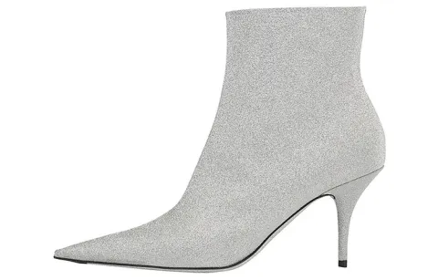 Balenciaga 85mm Knife Glitter Boots 'Silver' Women's