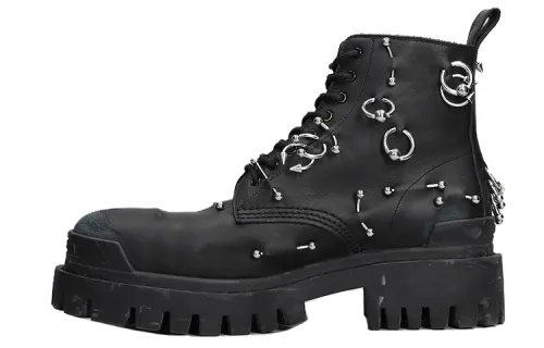Balenciaga Comfortable And Trendy Short Combat Boots Men's Black