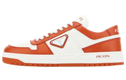 PRADA Downtown Low top Stylish Skateboarding Shoes Women's White Orange
